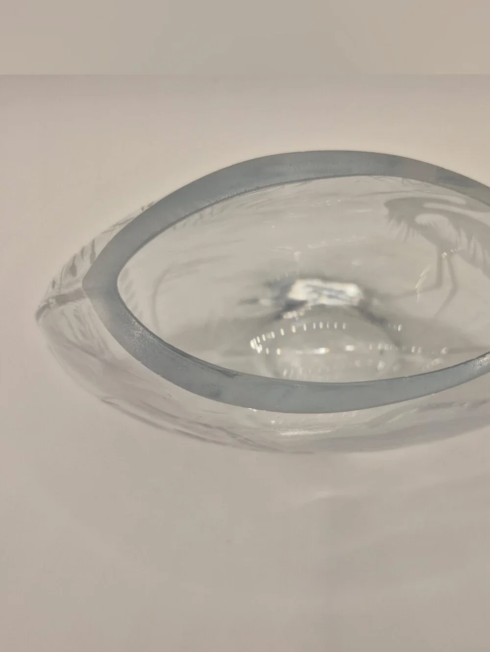 Etched Heron Glass Bowl - Clear